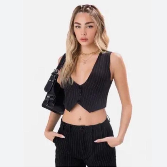 Pinstripe Vest Top - Picture 2 of 6